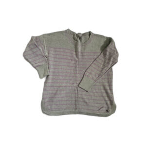 Eddie Bauer Gray and Pink Stripe Cotton Sweater Size XL